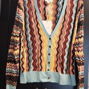 Missoni x Target Zigzag Cardigan in Blue, Brown, and Yellow